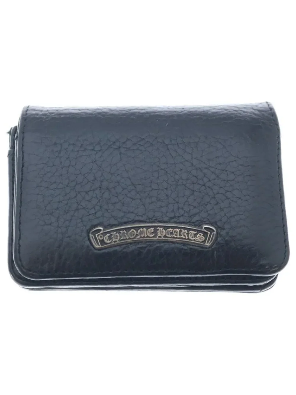Chrome Hearts Crd Arch Logo Plate 3 Pockets Leather Card Case Black